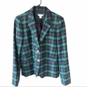 Jcrew Schoolgirl Plaid Blazer green red and black